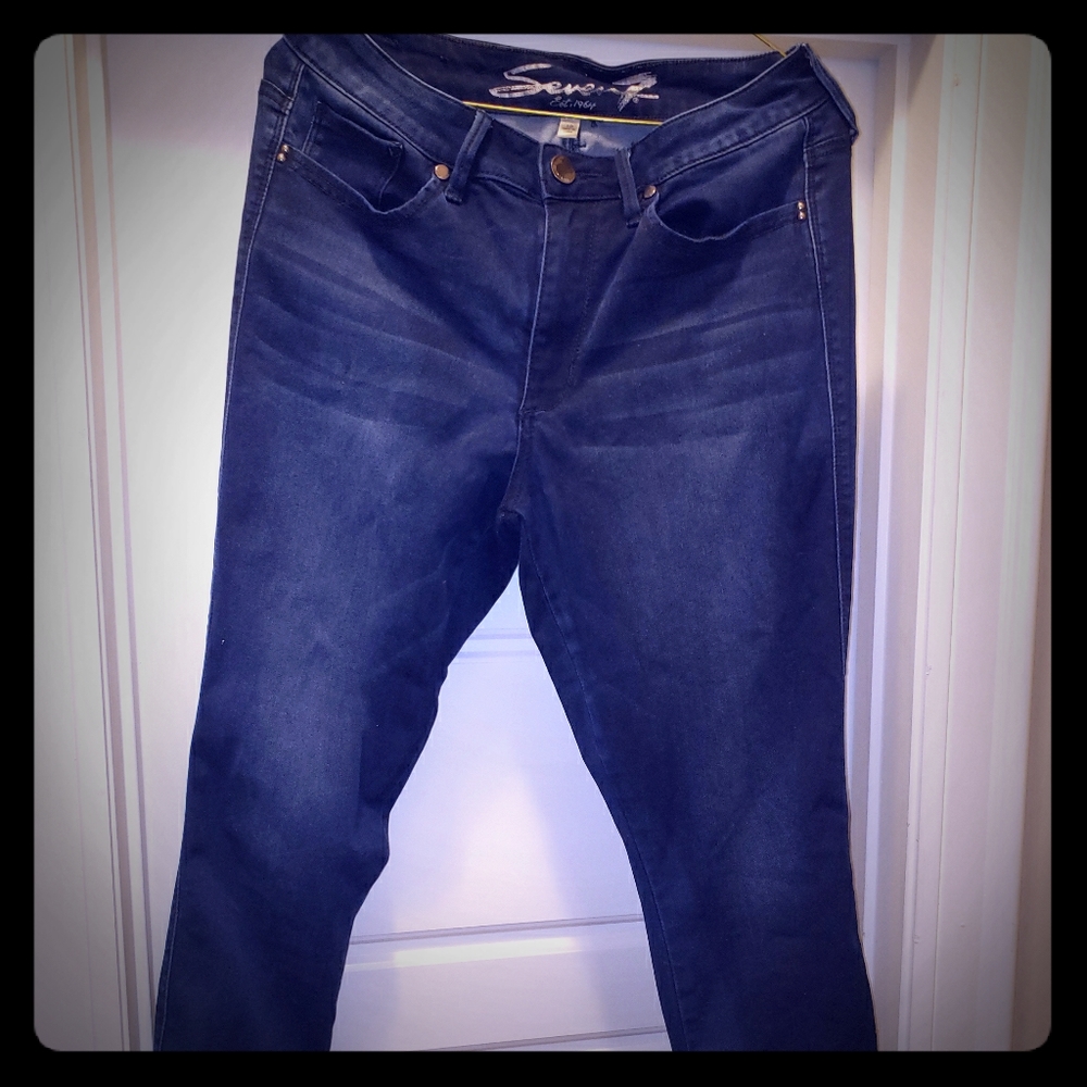 Seven7 Darkwash High Rise Skinny Ankle Jeans